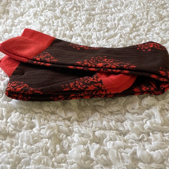 Orange & Brown Over the Knee Demask Socks - Picture 6 of 6